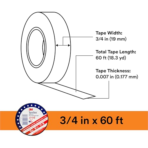 3M 3/4 in x 60 ft / Black / Industrial Electrical Tape