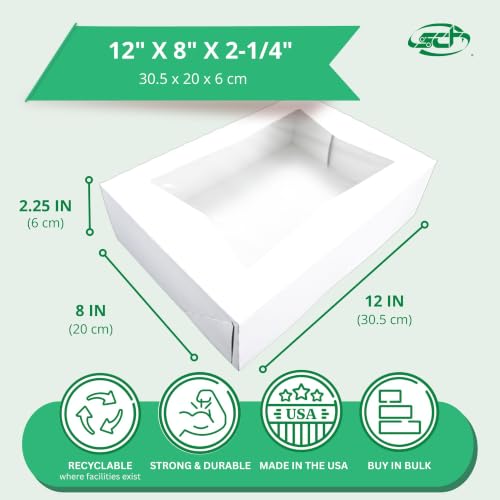 SOUTHERN CHAMPION TRAY White / 12" x 8" x 2.25" / White Window Bakery Take Out Containers