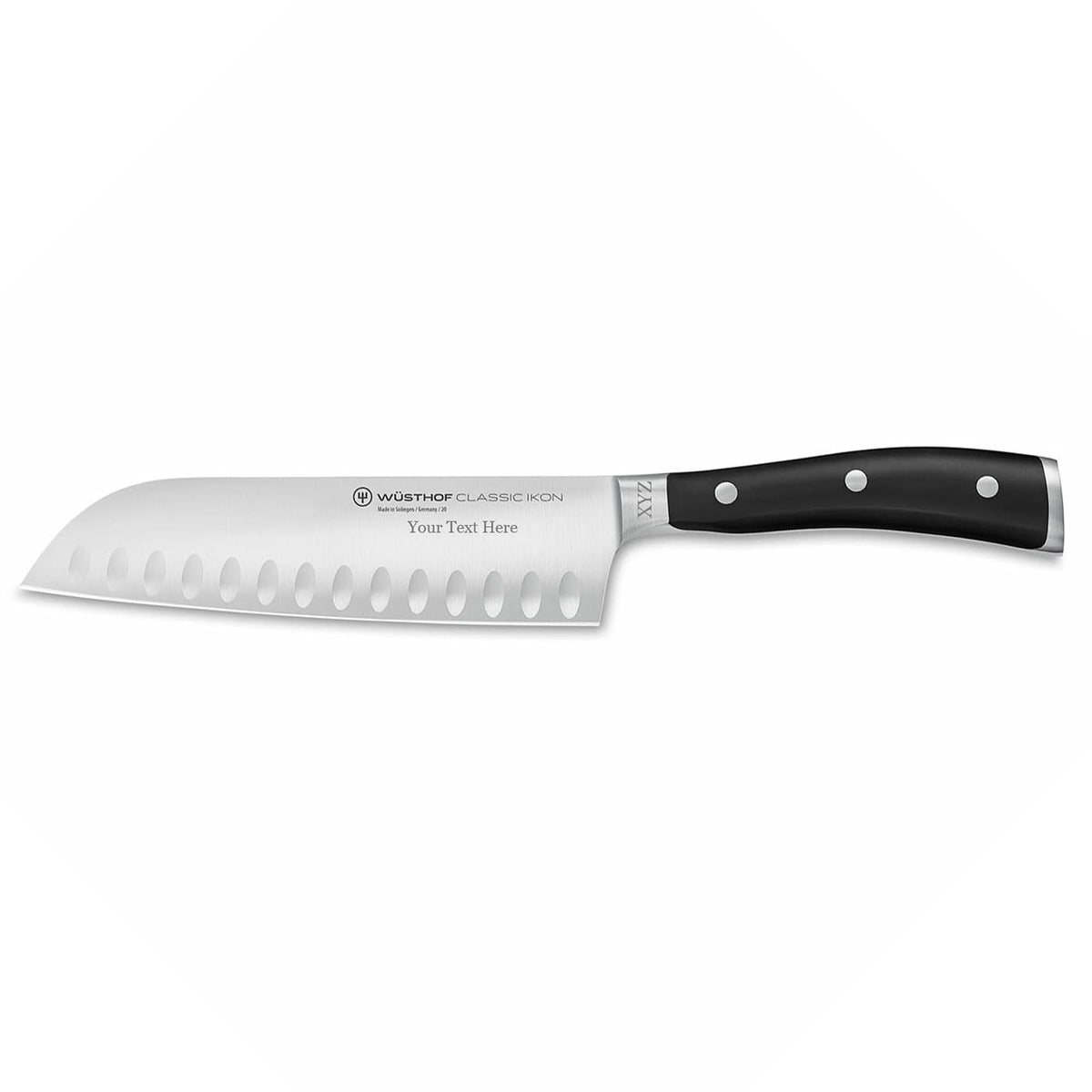 Wusthof Classic Ikon - 2 Pc. Asian Knife Set - Custom Engraved by Wüsthof – 2 pc Set Engraved, stainless steel, Black and Silver, Pack of 2