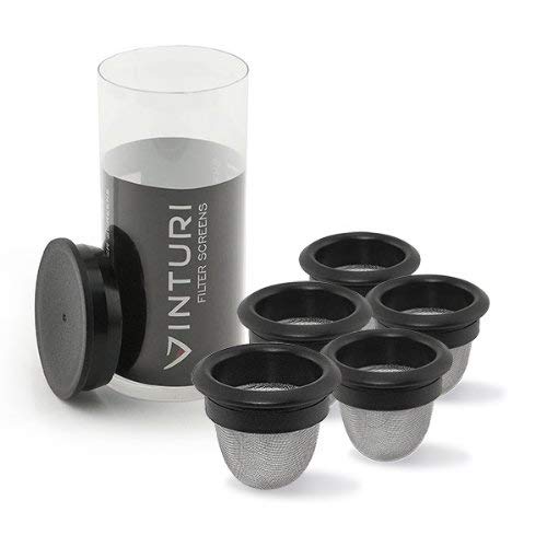 Red Wine Aerator Filter Screens by Vinturi – 5-Pack, Stainless-Steel, Black, Pack of 5, Model V3000