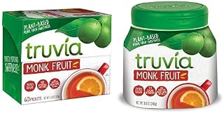Truvia Calorie-Free Sweetener from the Monk Fruit Bundle (Pack of 2), Includes one box of 60 Monkfruit Packets and one 9.8oz Monkfruit Spoonable Jar