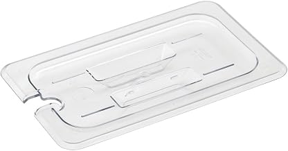 HUBERT Fourth-Size Clear Polycarbonate Notched Food Pan Cover w/Handle - 10 3/7" L x 6 7/16" W