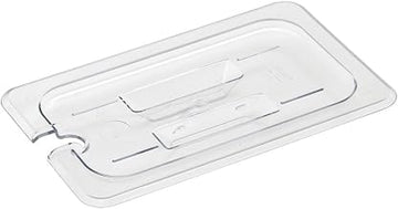 HUBERT Fourth-Size Clear Polycarbonate Notched Food Pan Cover w/Handle - 10 3/7" L x 6 7/16" W
