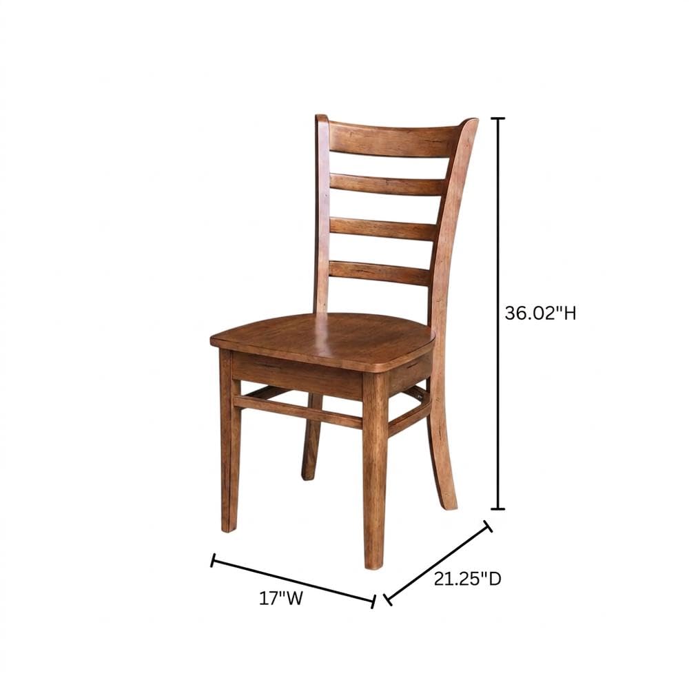 Solid Hardwood Side Chair with Distressed-Finish by Furnifact – Wood, Distressed Oak