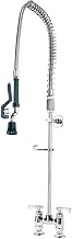 Krowne 17-204WL Krowne Royal Series Pre-Rinse Assembly, Deck Mount, 4" Centers, Spring Action Flexible gooseneck, 38"H Stainless Steel Hose with 15" Overhang & 1.2 GPM Spray Head