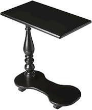 Starlight Canyon Home Birch Veneer Tray Table with Distressed-Finish Pedestal and Casters, Mobile Sofa Side Table for Living Room or Den