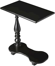 Starlight Canyon Home Birch Veneer Tray Table with Distressed-Finish Pedestal and Casters, Mobile Sofa Side Table for Living Room or Den
