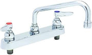 "T&S Brass Workboard Faucet – full, Chrome plated brass body & tubular spout and chrome plated metal handles & escutcheon, Silver, Model B-1123
