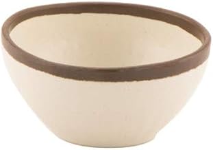 GET B-300-CRM Pottery Market Soup/Salad/Pasta Bowls, 14 Oz, Cream with Brown Trim, Case of 1 Dozen