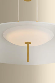Emmons 1-Light Pendant | Essential & Modern Style | Aged Brass Finish | Made of Aluminum & Diffuser | Adjustable Hang Height 27-116" | 30" Dia x 6.75" H | -AGB/SWH by Hudson