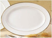 CAC China Golden Royal 12 Inch White Oval Platters with Gold Trim 12 Ct