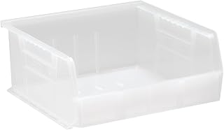 QUANTUM STORAGE SYSTEMS QUS235CL Ultra Stack & Hang Heavy Duty Part Organizer Clear Bins 11" L x 11" W x 5" H 6 Pack