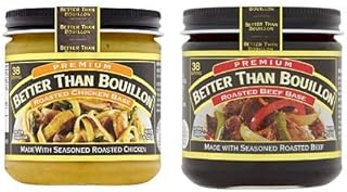 Better Than Bouillon Premium Roasted Beef Base & Roasted Chicken Base 8 ounce Jars (Pack of 2)
