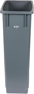 CAC Poly TCSL-23GY Trash Can Slim Rect Gray 23Gal