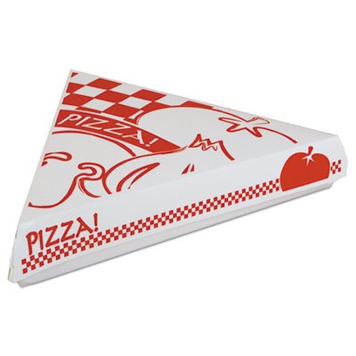 SCT 07196 Paperboard White Pizza Slice Clamshell Food Container with "Gourmet Pizza" Print – 9-1/4" Length x 9" Width x 1-11/16" Height (Case of 400)