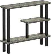 Furnifact Gray Slim Space Saving Entryway Storage Rack, Composite Wood, 4 Shelves, Compact Wall-Side Organizer for Hallway and Closet