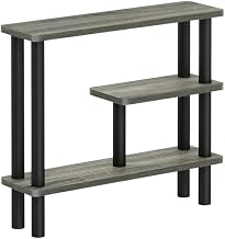 Furnifact Gray Slim Space Saving Entryway Storage Rack, Composite Wood, 4 Shelves, Compact Wall-Side Organizer for Hallway and Closet
