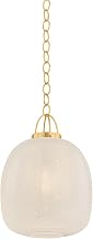 Hudson Valley Lighting Enosburg 1-Light 16" Pendant | Aged Brass with Clear Cloud Seeded Glass Shade | Large Modern Organic Hanging Light for Kitchen Island, Dining Room or Foyer | 2016-AGB