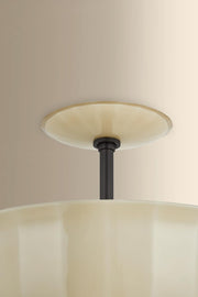 Nevins 1-Light Semi Flush | Essential Style | Distressed Bronze Finish | Glass Shade | Damp-Rated for Bathroom Use | 14" Dia x 13" H | Etched with Optic Shade | -DB by Hudson
