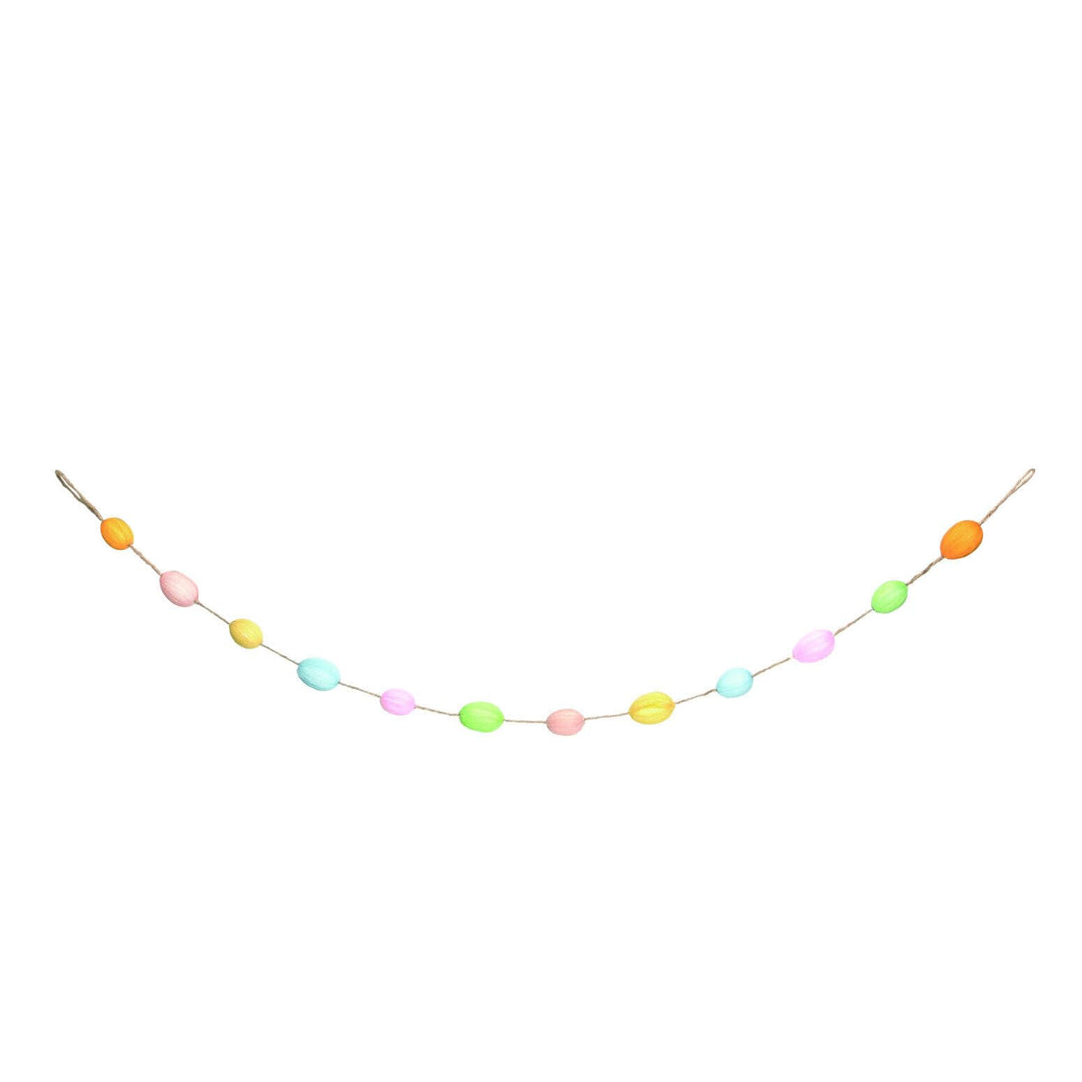 Rustic Easter Egg Garland 59"" Long Rainbow Colors on Twine Cord by Transpac – Multi Color
