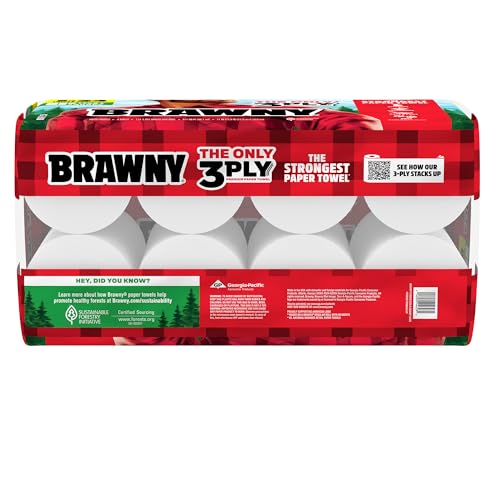 Brawny 8 Rolls (114 Sheets each) / White / 8 Triple Rolls (114 Sheets Each) Paper Towels