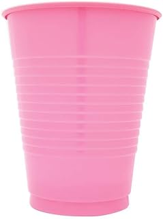 Creative Converting Touch of Color 16 oz Disposable Plastic Party Cups, Candy Pink, 20 ct