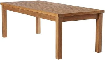 Brown Teak Wood Outdoor Coffee Table, Durable Weather-Resistant Teak, 59W X 23.5D X 17.5H Inches, Patio and Garden Decor