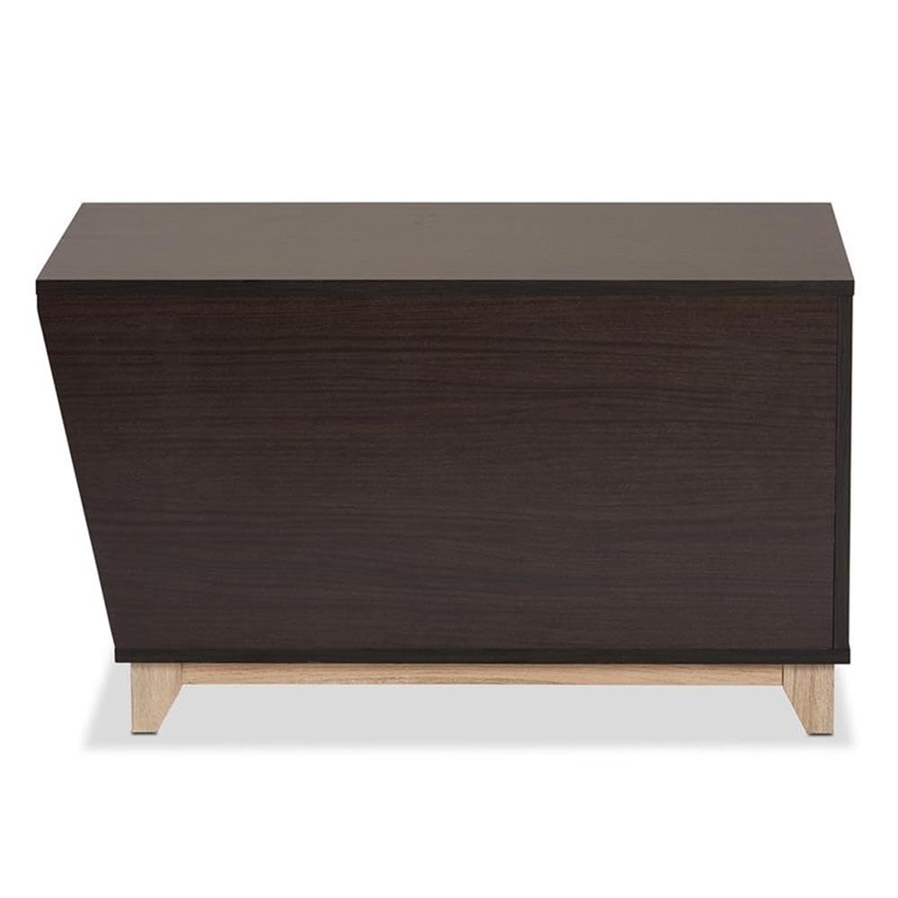 Eckhart Modern and Contemporary Two-Tone Dark Brown and Oak Finished Wood Cat Litter Box Cover House by Baxton Studio – Small, Brown, Model 194-21003-11762-CYMX