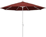 California Umbrella 11' Round Aluminum Market Umbrella, Crank Lift, Collar Tilt, Bronze Pole, Henna