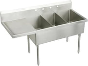 Elkay SS8354L0 Commercial 79-1/2" x 27-1/2" Floor Mount Triple Compartment Scullery Sink with Drainboard