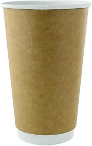 PacknWood 210GCDWB20K 6.3 x 3.5 in. Kraft Double Wall Paper Cup Without Plastic - 20 oz - 500 Piece