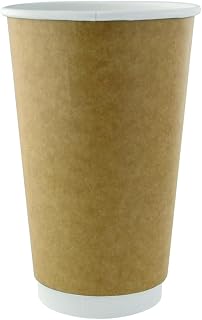 PacknWood 210GCDWB20K 6.3 x 3.5 in. Kraft Double Wall Paper Cup Without Plastic - 20 oz - 500 Piece