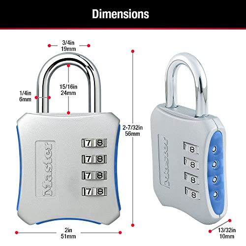 Master Lock Resettable Combination / 2 Pack / Blue Combination Padlocks