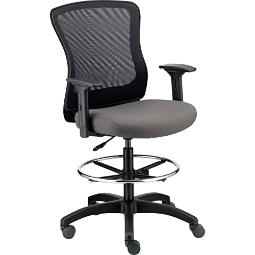 Mesh Back Task Stool by Global Industrial – Metal/Plastic, Fabric, Foam/Fabric, Grey, Model DR-625F-376GY