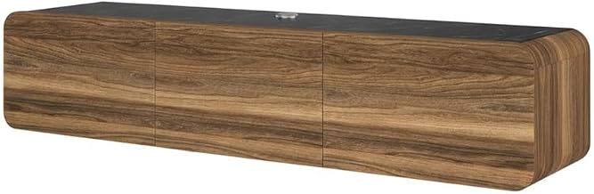 Furnifact Walnut Floating TV Stand Wall Mount for 80-inch TVs, Durable Wooden Construction, Modern Design, Indoor TV Cabinet, Single Piece