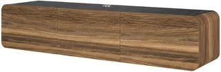 Furnifact Walnut Floating TV Stand Wall Mount for 80-inch TVs, Durable Wooden Construction, Modern Design, Indoor TV Cabinet, Single Piece