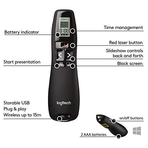 Logitech Green Laser / 5 buttons / Clicker Presentation Pointers