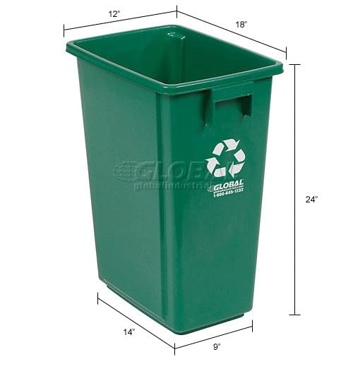Indoor Recycling Container with Open Top by Global Industrial – 15 gallon, 15.0 gallons, Plastic, Green, Model GX-001AB-2