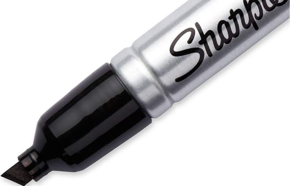 Permanent Marker Chisel Tip Black Durable Aluminum Barrel Carded by Sharpie – 1 Count (Pack of 3), Aluminum, Black, Pack of 3, Model 15101