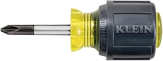 KLEIN TOOLS 603-1 Stubby Screwdriver, Made in USA, #2 Phillips Tip with 1-1/2-Inch Round Shank and Cushion Grip Handle