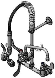 T&S Brass MPW-8WWN-08-CR Mini-PRU Wall Mount with B-0107-C35 and B-0107-C, 8" Swing Nozzle, CERAMA, Wrist Handles, Wall Bracket