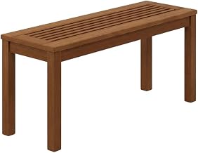 Brown Backless Garden Bench for Patio, Deck, and Backyard, Light Wood, Weather-Resistant Design, Stylish and Durable Outdoor Seating