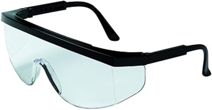 MCR Safety Tomahawk Wraparound Safety Glasses, Black Nylon Frame, Clear Lens, 12/box