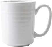 Tuxton Pacifica Porcelain White Embossed 8-Ounce Mug w/Large Handle, Case of 24, Bright White; Scratch Resistant; Chip Resistant; Lead & Cadmium Free; Dishwasher, Microwave, Oven Safe