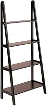 Furnifact Solid Wood A-Frame Ladder Shelf, Leaning Bookcase and Small Bookshelf for Small Spaces, Wooden Ladder Shelves for Living Room, Espresso