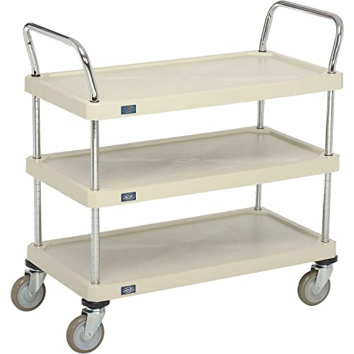 Plastic Utility Cart w/3 Shelves & Poly Casters by Nexel – Plastic, Tan, Model 1836P3SP
