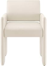 Furnifact Performance Velvet-Upholstered Dining Armchair with Stain-Resistant Fabric, Upholstered Dining Chairs for Kitchen and Dining Room, Alabaster