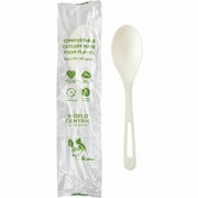 World Centric SP-PS-I Compostable TPLA 6" Spoons – Individually Wrapped (Pack of 750)