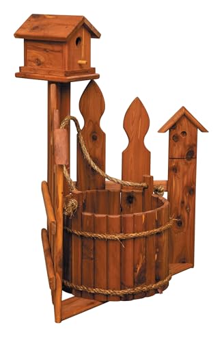 American Furniture Classics Large Solid Red Cedar Corner Planter with Birdhouse and Picket Fence - image 6