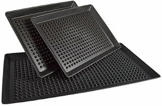 H.S. Inc HS1069, 12" x 24" Rectangular Pizza Pleezer™, Commercial Pizza Tray, Polypropylene, Elevated Nibs, Circular Shape, Dishwasher Safe, Charcoal Color, 12-Pack